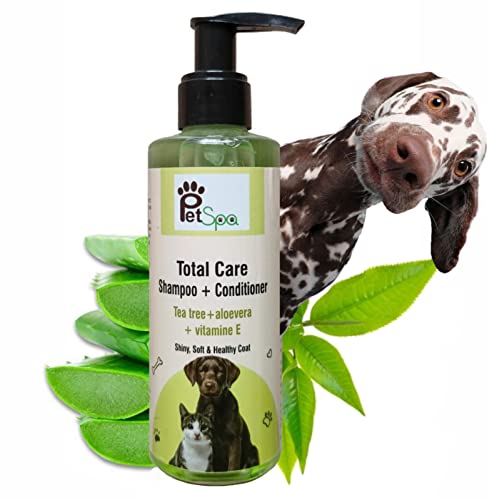 PET SPA Dog Cat Shampoo Plus Conditioner | Pet Shampoo for Dog Cat for Coat Shine Anti Fungal Natural Ingredients Vitamin E (Total Care Shiny Coat)