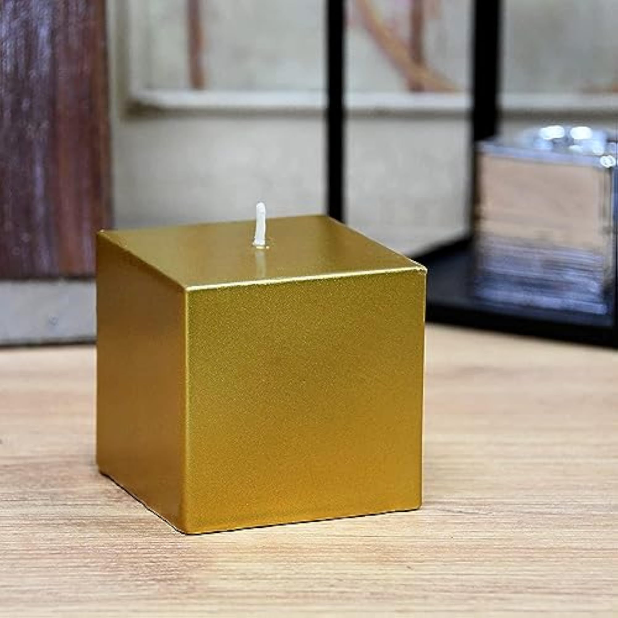 Golden Cube Candles Set of 8, Decorative Gift