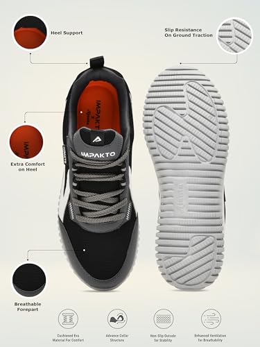 Image of Impakto Driftwave Men Running Shoes | Lightweight & Breathable Shoes for Gym, Training & Travel Cushioned Insole for Comfort | Wide Toe | Slip Resistance oustole for Ground Traction
