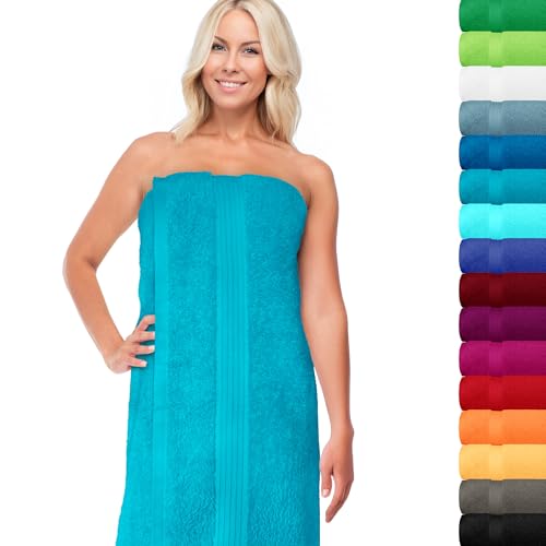 Lashuma badhanddoek marineblauw, sauna handdoek 100 x 200 cm, Linz strandlaken katoenen badstof