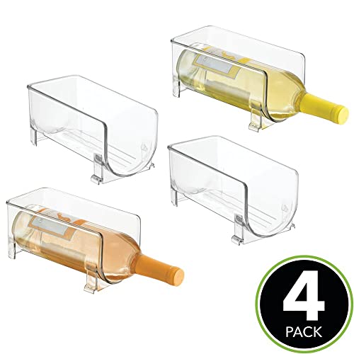 Mdesign Plastic Free-Standing Wine Set Rack Storage Organizer For Kitchen Countertops, Pantry Cabinet, Fridge Organization - Holds Water Bottle And Alcohol Bottles - 4 Pack - Clear #TOP1