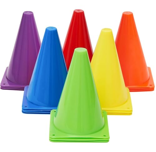 LATERN 30 Stück Fußball-Markierkegel, 19CM Plastikmarkierung Trainings Verkehrshütchen Sport Agility Feld Markierung für Skaten Basketball Fußball Aktivität Wurfspiel Hindernis Parcours (6 Farben)