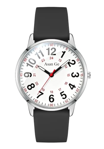 Asan Ge Black Watches for Women Fashion 3ATM Waterproof Minimalist Lightweight Easy-to-Read Analog Silicone Watch Suitable for Daily Work Leisure Outdoors