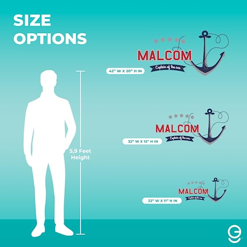 Personalized Anchor Wall Stickers For Baby Boy I Custom Name For Nursery Wall Decor I Wall Decal For Child Room Decorations I Multiple Sizes And Colors Options (Wide 22"X11" Height) #TOP3