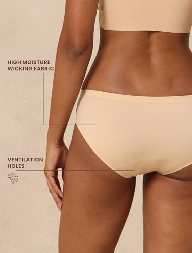 Image of Krvvy Low Waist Mid Coverage Seamless Bikini Panty for Women | Ultrasoft Underwear with 100% Cotton Gusset & Ventilation Holes