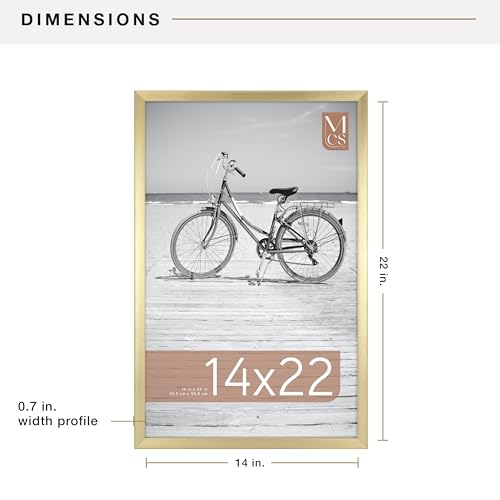 Image of MCS Foundation 14x22 Poster Frame Traditional Brass, Vertical & Horizontal Wall Hanging Large Picture Frame for Photos, Posters & Art Prints (1-Pack)