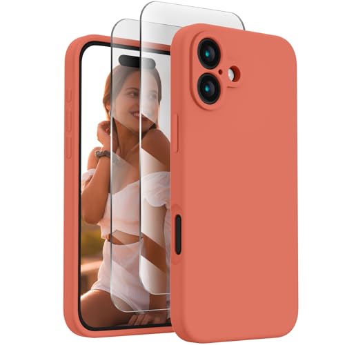 Image of FireNova Designed for iPhone 16 Case, Silicone Upgraded [Camera Protection] Phone Case, Soft Anti-Scratch Microfiber Lining Inside, 6.1 inch, Pink Pomelo