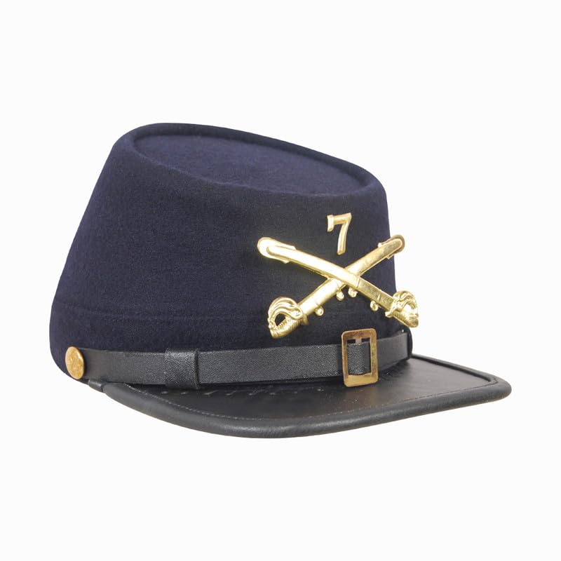 Heritage Robe US Civil War Men's Union 7th Cavalry Officer's Kepi Authentic Historical Reproduction for Reenactments and Collectors - M - Navy Blue