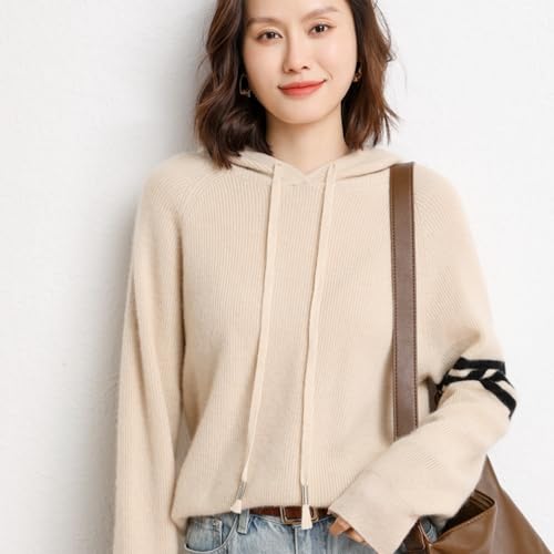 Image of Women's Long Sleeve Hoodie Cashmere and Wool Blend Pullover Tops Sweater
