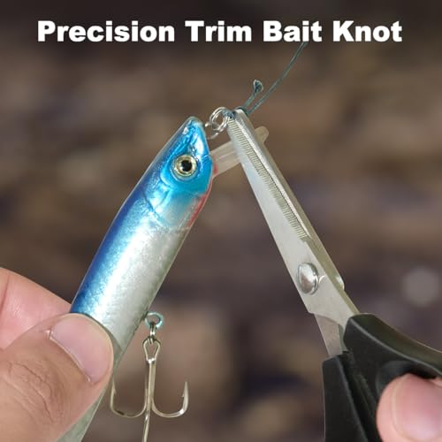 SNAIL TRAIL 2 Sets Fishing Braided Line Scissors, 6-inch & 4.5-inch Fishing Line Cutters Combo, Serrated Stainless Steel Fishing Shears for Saltwater, Fish Wire Cutters - Thumbnail 4