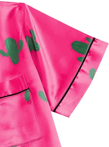 Remidoo Women's Short Sleeve Button Down Satin 2 Piece Pajama Set Sleepwear3
