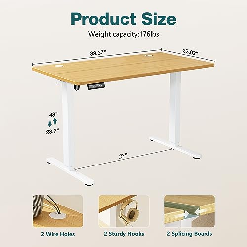 image for SMUG Adjustable Height Standing Desk 40 Inch Electric Sit Stand Up Dow