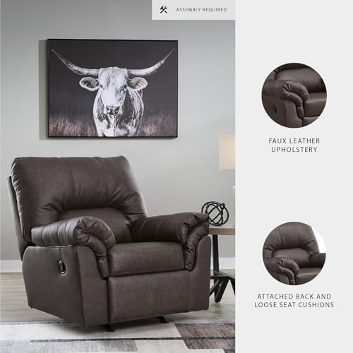 Image of Signature Design by Ashley Rocker Recliner Chair, Dark Brown Faux Leather