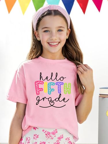 Image of First Day of School Shirt Girls Boys Preschool to 5th Grade Tshirt Kids Back to School Graphic Tee Tops