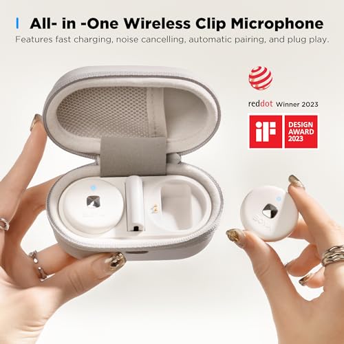 Image of BOYA Omic-D-W Wireless Lavalier Microphone for iPhone,Noise Cancelling iPhone Microphone Wireless with Magnetic Clip,18H Battery MFi Certified Lapel Microphone for iPhone /iPad Youtube Vlog Video-White