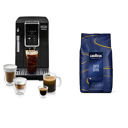 De’Longhi Ecam 35020B Espresso Machine, Black 10.6oz. Touch Screen Plastic & Lavazza Medium Roast Whole Bean Coffee, 1kg