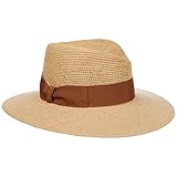 Borsalino Sombrero de Paja Reverse Crown Mujer - Made in Italy Playa Sol con Banda Grosgrain Primavera/Verano - Talla única Natural