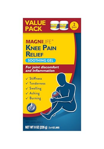 Image of MagniLife Knee Pain Relief Gel (4 oz, 2 Pack), Arnica-Based Gel for Joint Pain, Knee Stiffness & Swelling, Non-Greasy, No Staining, Massage-in Formula for Daily Knee Support & Comfort