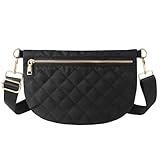 Ahdoma Crossbody Bags for Women Quilted Crossbody Bags Puffer Puffy Sling Purse Belt Bum Bag Fanny Pack for Women Gift-BLACK