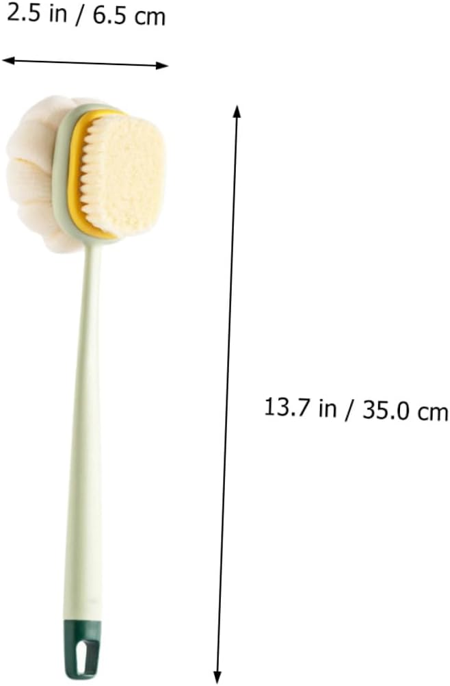 SOIMISS Dual-Sided Back Brush Body Scrubber with Long Handle Soft Nylon Bristles Exfoliating Bath Brush for Shower Wet Dry Brushing Skin Care