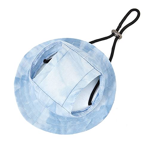 Casquette de Baseball pour Chien Pet Round Brim Cap Visor Hat Boy Girl Dogs Caps Outdoor Respirant Sun Protection Doggy Small and Large Dogs Hat with Ear Holes (Color : Light Blue Tie Dye, Size : L