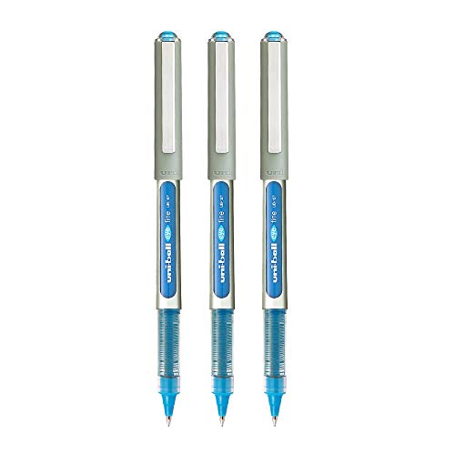 Image of uni-ball Eye UB157 0.7 mm Roller Ball Pens, Light Blue Ink, Pack of 3