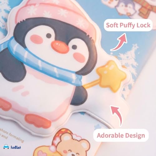 Image of FunBlast Diary for Girls - Christmas Kawaii Diary with Puffy Buckle Lock, Journal Diaries for Girls, Notepad for Students Stationary Items, Birthday Gifts (112 Sheets) (Penguin)