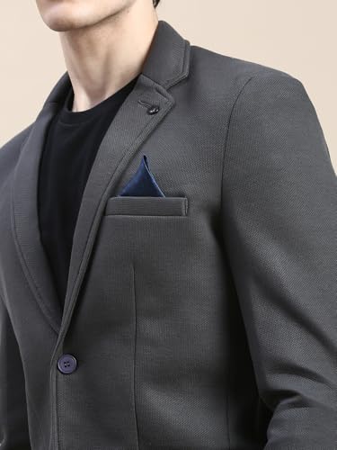 Image of SHOWOFFFF Men Solid Single Breasted Casual Blazer | Notched Lapel Full Sleeves Cotton Blazer for Mens | Slim Fit Regular Length Blazer for Men's