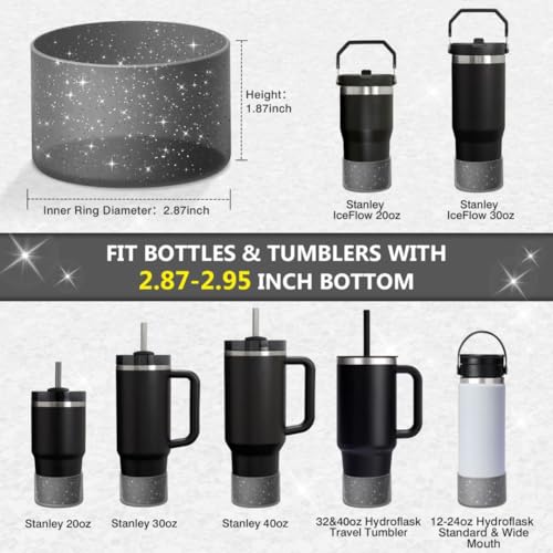Image of WUQID Protective Bling Silicone Boot Sleeve, Compatible with Stanley Tumbler 20-40oz & Hydro Flask Bottle 12oz-24oz, Glitter Reduces Dents Sleeve Cover for More Bottles /Tumblers Bottom of 2.83-2.95in