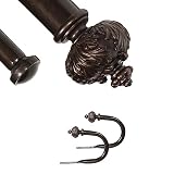 Boenley 1" Double Curtain Rod with Albert Finials and holdbacks,Bronze gold,48‘’-84‘’