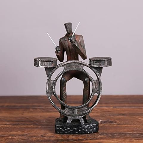 SANPON Drummer Statue Musician Sculpture Band and Musical Instrument Art Ornament Music Room Decoration Musician Birthday Gift, Drummer Cover