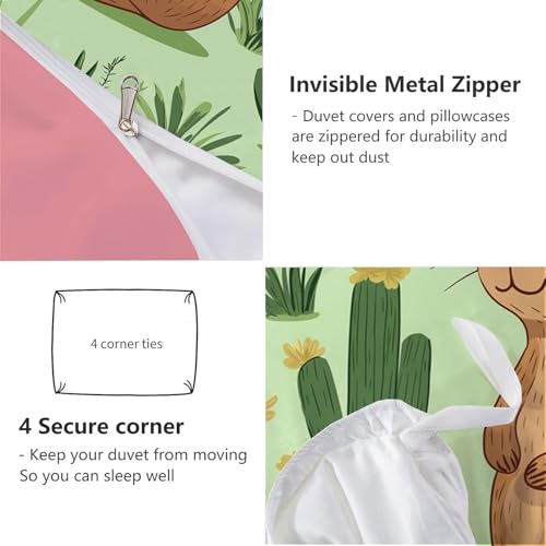 Housse de Couette 240x260 Capybara et Parure de Lit Botanique 2 Personnes