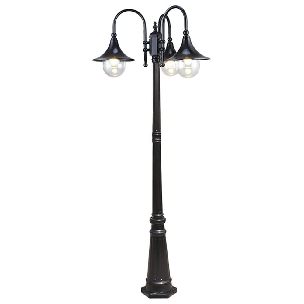 QUSYZD Strong Durable European Garden Exterior Path Outdoor Floor Lamp Ip65 3-Heads Aluminum Metal Villa Park Pillar Post Lamp E27 Pc Waterproof Lampshade Patio Lands,260cm
