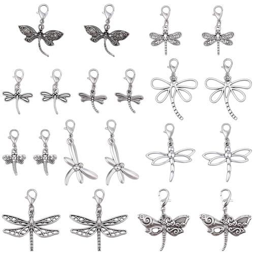 BEAMARKER 40Pcs 10 Styles Vintage Dragonfly Charms Insect Jewelry Charms