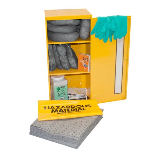 Enpac Large Wall-Mount Cabinet Spill Kit, Universal, Yellow, 15-Gallon Spill Capacity