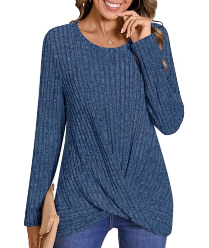 HOTGIFT Women's Pullover Sweaters Winter Tunic Tops Long Sleeve Crewneck Shirts Casual Comfortable Blouse2