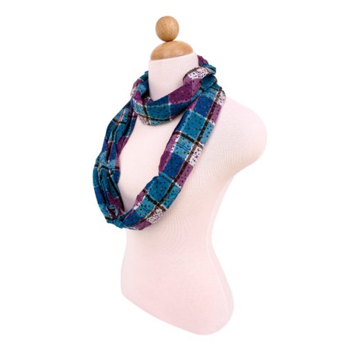 TrendsBlue Plaid Stars Print Infinity Loop Fashion Scarf3