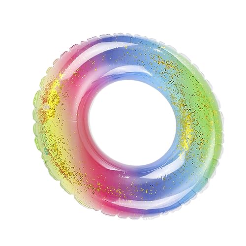 LIOOBO 1Pc Sequin Inflatable Swim Ring Fun Pool Float for Adults for Beach River Pool Parties Easy to Inflate Sparkling Color Changing Effect