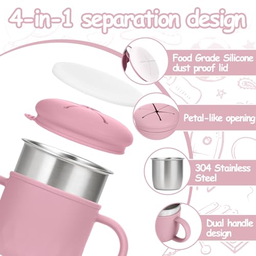 Image of Mity rain Stainless Steel Snack Containers, 4-in-1 Spill Proof