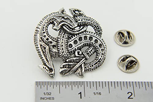Antique Pewter Viking Dragon Pin G0452