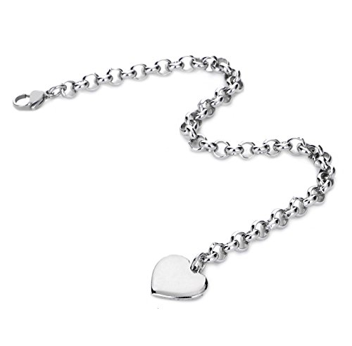 Monily Initial Charm Bracelets for Women Stainless Steel Charm Bracelets for Women Letters C Alphabet Heart Bracelet Jewelry Gifts for Women