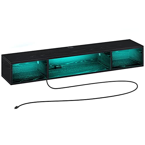 Rolanstar TV Stand with Power Outlet, Floating TV Stand with RGB Lights, 55.1' Wall Mounted TV...