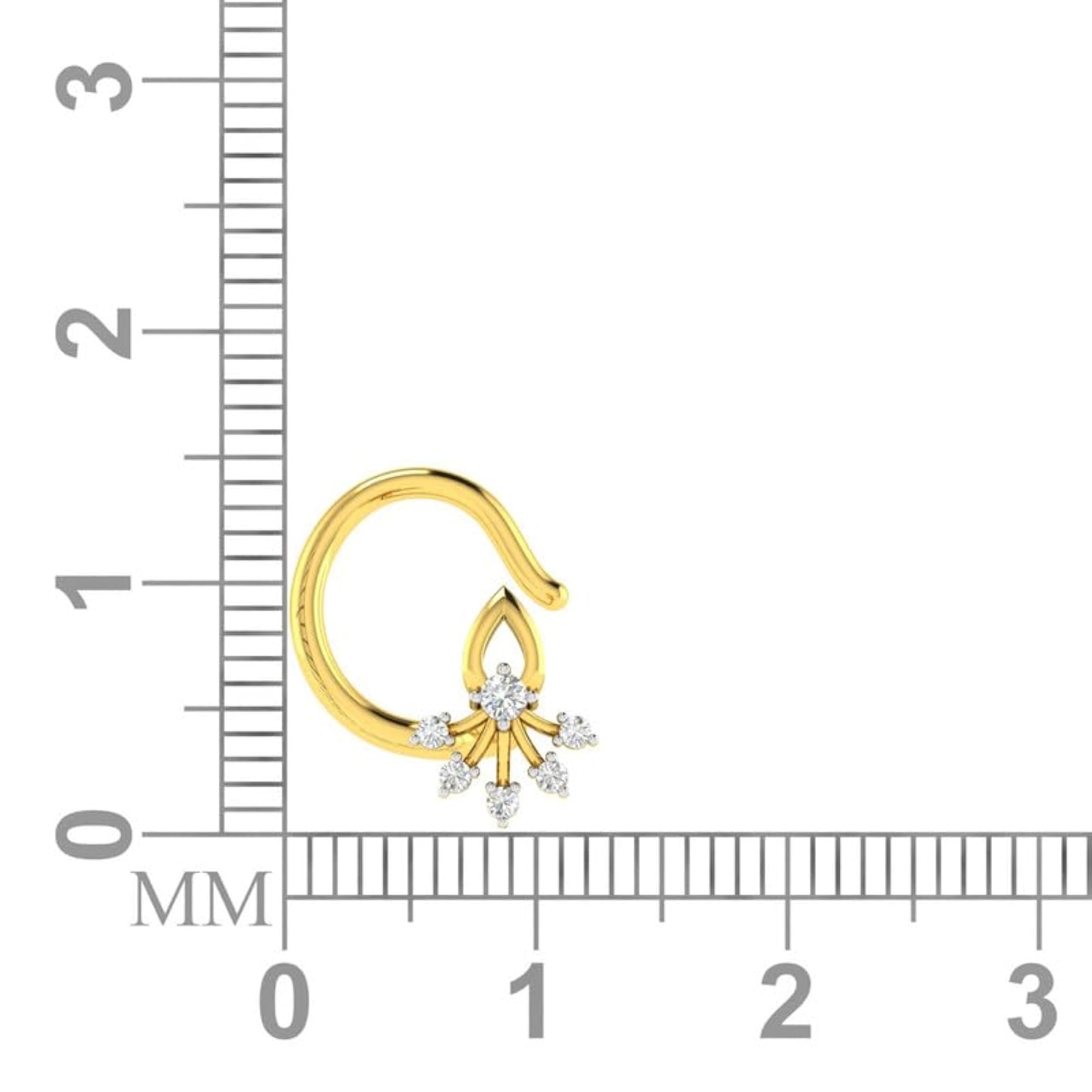 9K BIS Hallmarked Yellow Gold Stud Nosering, Elegant Design