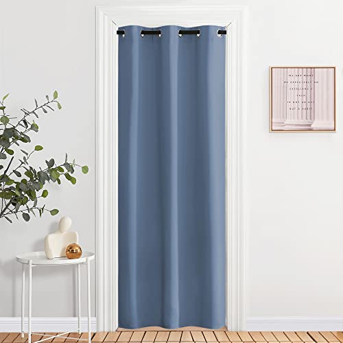 Image of NICETOWN Stone Blue Door Curtain for Doorway Privacy, 80 Inch Length, Room Divider, Blackout Temporary Insulated Closet Curtain for Bedroom Closet (1 Panel, 2.8ft Wide)