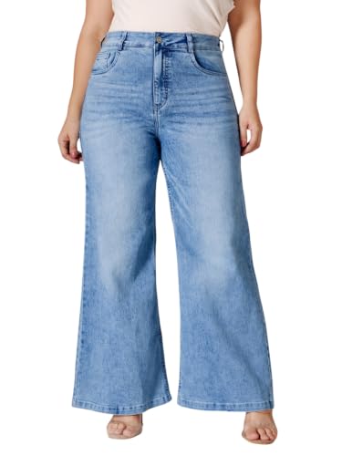 Image of Miss Chase A+ Women's Wide-Leg High-Rise Regular-Length Stretchable Shaping Denim Jeans