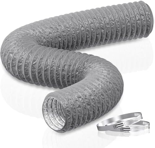 HG Power 100mm Abluftschlauch, 5m Flexibel PVC Alurohr Lüftungsschlauch Schallgedämmter Alu Flex-Schlauch Abluftrohr für Wachstumszelt Trockner Mobile Klimaanlage Abluftventilator,