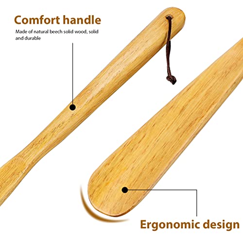 Gleavi 2Pcs Wood Shoehorn Long And Short Handle Shoe Horn Shoe Spoon Non Slip Shoe Lifter Lazy Shoes Aid Tool For Seniors Elderly Kids Adults 40Cm 16Cm #TOP4