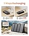 Tranmix Solar Charger for Outdoor: 49800mAh Power Bank with Built-in Cables - 20W Fast Charging External Battery Pack with 4 Foldble Solar Panels & 3 Flashlights for All Cellphone, Tablets(Black)