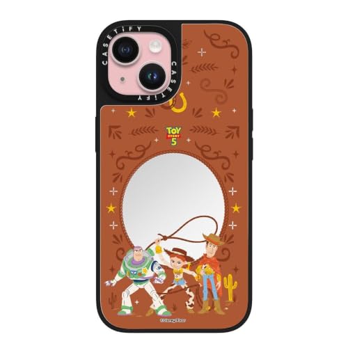 CASETiFY �~���[ iPhone 15 �P�[�X [Toy Story Co-lab/����(�X�}�z�J�o�[) / MagSafe�Ή�/�w��h�~] - Toy Story 5 Friends Case - Silver On Black