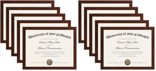 Image of upsimples Certificate Frame, 8.5 by 11 Glass Diploma Frames, 5 Pcs Mahogany (Pack of 2)